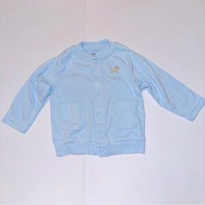 Carter's - Embroidered Monkey Light Blue Cotton Baby Snap Cardigan EUC 12 Months